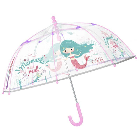 Paraguas manual transparente Sirena 42cm - Espadas y Más