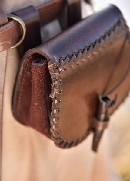 Pequeño bolso de cinturón de cuero, marrón 1680000340 - Espadas y Más