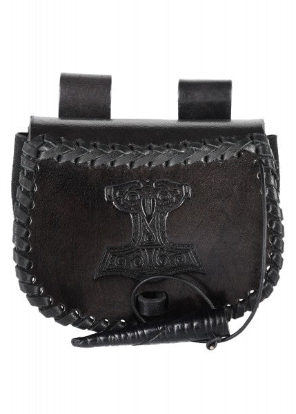 Imagen de Pequeño bolso de cuero con el martillo de Thor en relieve, negro 1680000330 parte de nuestra colección en Espadas y más, sitio oficial.