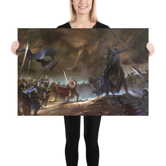 Poster Señor de los Anillos - Elendil contra Sauron - Espadas y Más