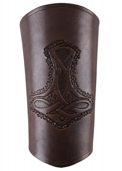 Imagen de Protector de brazo de cuero, con el martillo de Thor, largo parte de nuestra colección en Espadas y más, sitio oficial.
