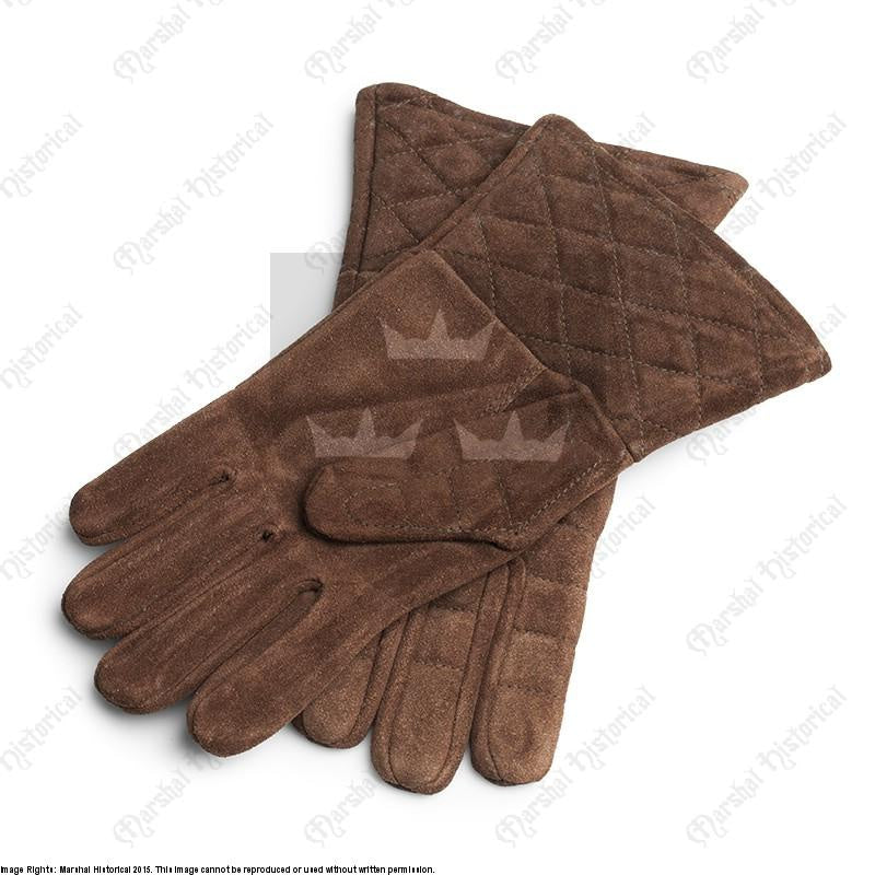 Guantes de serraje para guantelete - Cuero Marrón - Espadas y Más