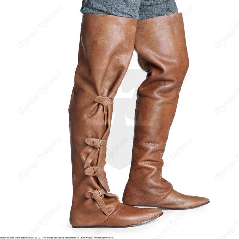 Botas altas de caballeria S.XIV - XVI, Cuero Marrón - Espadas y Más