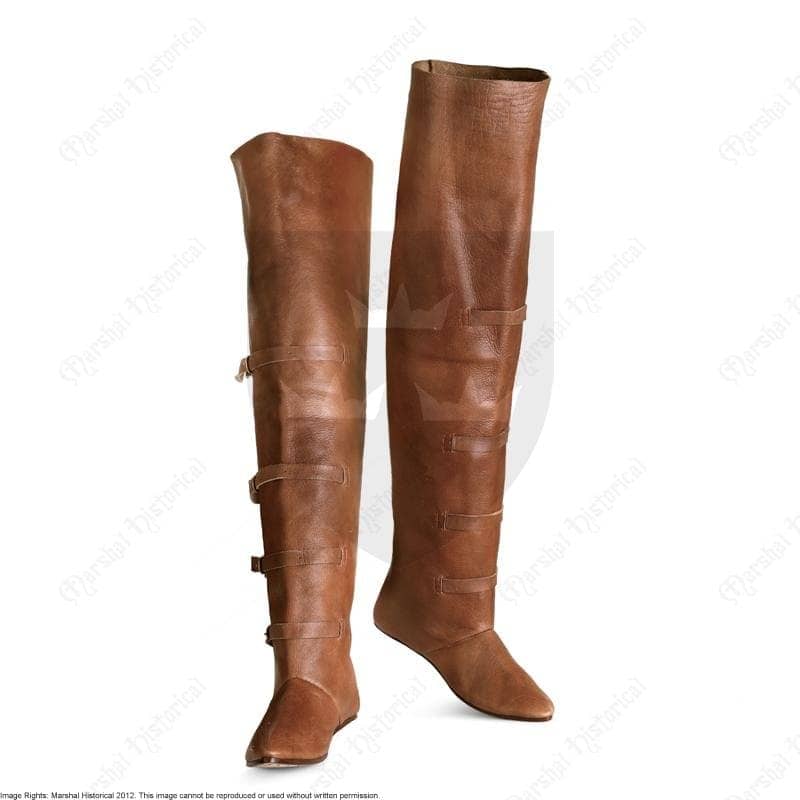 Botas altas de caballeria S.XIV - XVI, Cuero Marrón - Espadas y Más