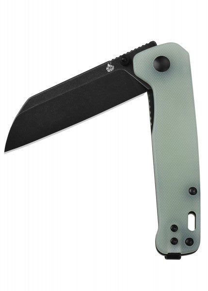 Navaja de bolsillo Pingüino, hoja D2 negra lavada con piedra, mango Jade G10 QS130-W - Espadas y Más