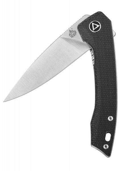 Navaja de bolsillo Leopardo, 14C28N hoja de satén Mango Micarta texturizado marrón o negro QS135 - Espadas y Más