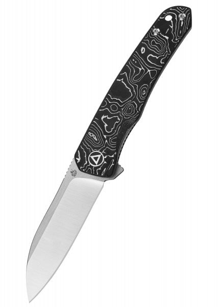 Navaja de bolsillo Nutria, hoja satinada o negra S35VN, mango CF de papel de aluminio QS140-A1 - Espadas y Más