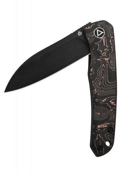 Navaja de bolsillo Nutria, hoja satinada o negra S35VN, mango CF de papel de aluminio QS140-A1 - Espadas y Más