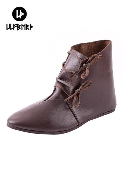 Imagen de ULF-FW-03 Zapatos medievales con cordones, marrón oscuro parte de nuestra colección en Espadas y más, sitio oficial.