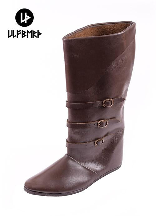 ULF-FW-05 Botas con hebillas medievales, marrón oscuro - Espadas y Más