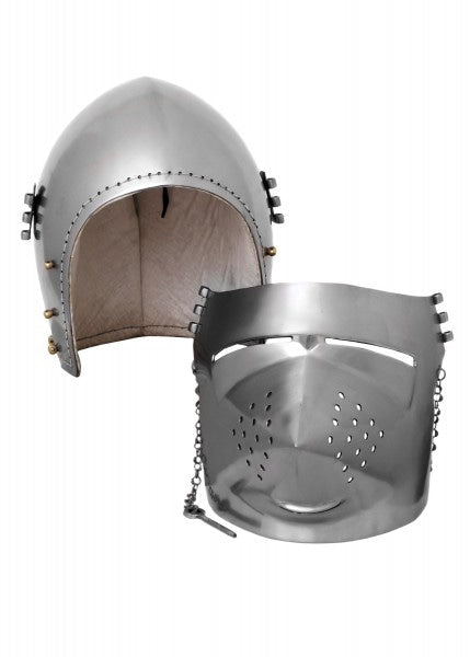 ULF-HM-03 Casco medieval Hundsgugel, 2 mm de acero - Espadas y Más