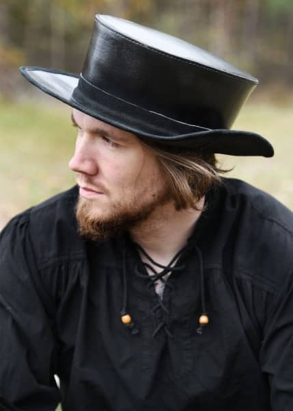 Imagen de Sombrero de cuero medieval con ala ancha, sombrero de doctor de la peste, negro ULF-LP-42 parte de nuestra colección en Espadas y más, sitio oficial.
