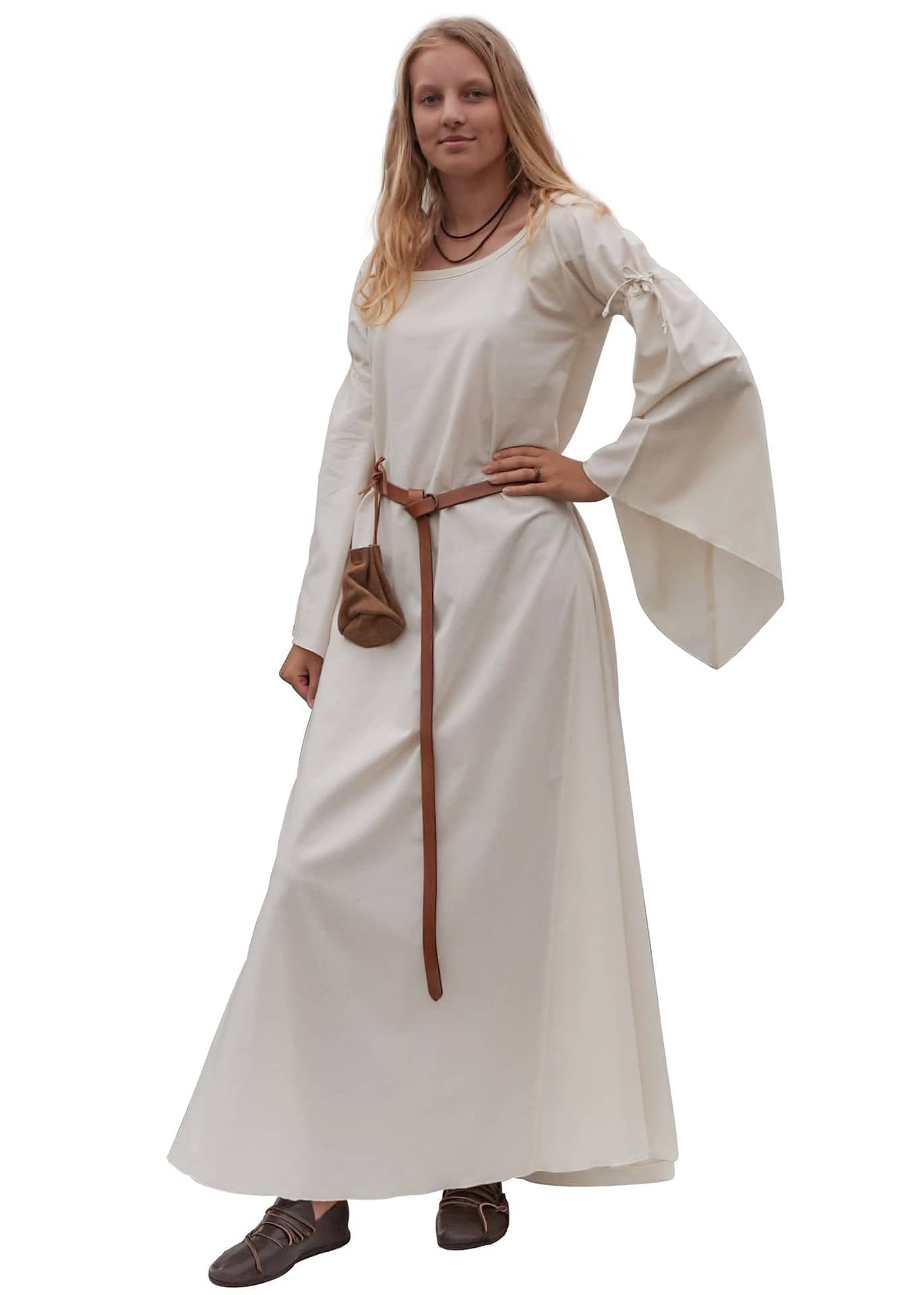 Imagen de Vestido interior medieval Burglinde con mangas de trompeta, Natural, Negro o Azul 1280020650 parte de nuestra colección en Espadas y más, sitio oficial.