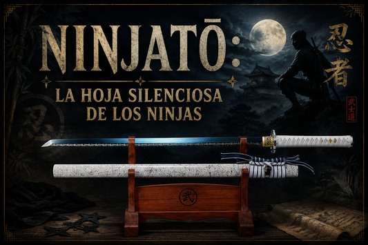 Ninjato, con un ninja de fondo contemplando la luna y el título del artículo en la parte superior