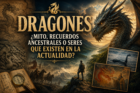 Diferentes dragones, ilustraciones y referencias. Con el título del artículo.