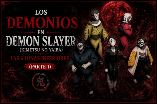 Algunos demonios de Kimetsu a un lado, con el título del artículo al otro
