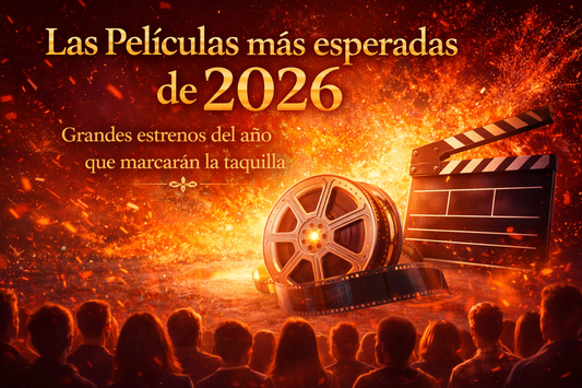 Una cinta de cine, tonos rojizos, varias personas de espalda, y el título del artículo