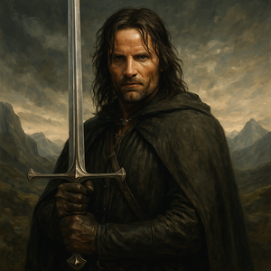 Aragorn con Anduril. Espadas y más