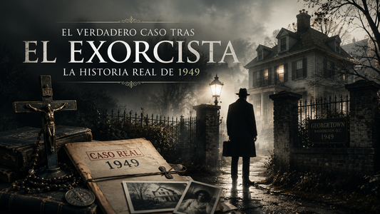 Escena del Exorcista con referencias religiosas y a un expediente antiguo, con el título del artículo
