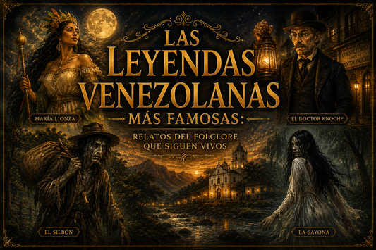 Ilustración representativa de 4 de las leyendas venezolanas y el título del artículo