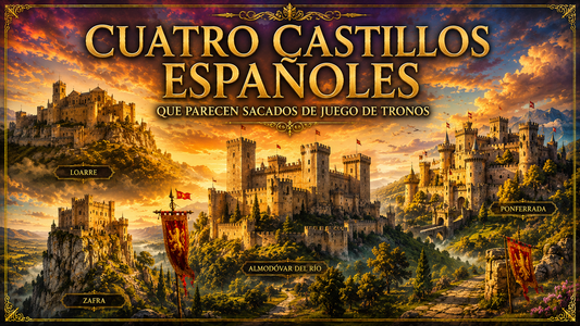 Cuatro castillos medievales con el título del artículo al frente