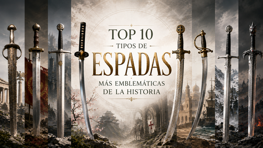 Varias espadas a los lados, con el título del artículo al centro