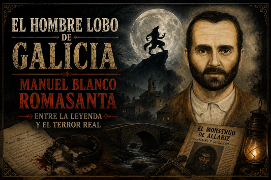 Ilustraciòn de Manuel Blanco, con un fondo de ciudad y un hombre lobo aullando a la luna llena, con el título del artículo.
