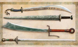 Diferentes tipos de Espadas uno junto a otro