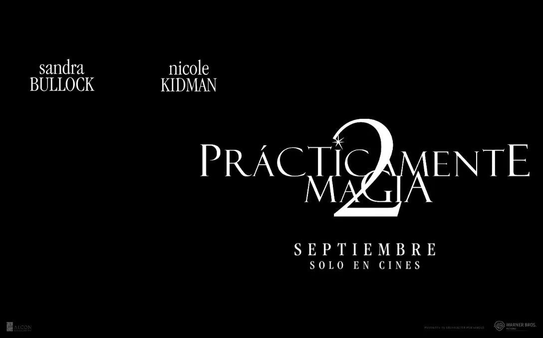 Título de Practicamente magia 2, con cast principal y mes de estreno en cines, en fondo negro