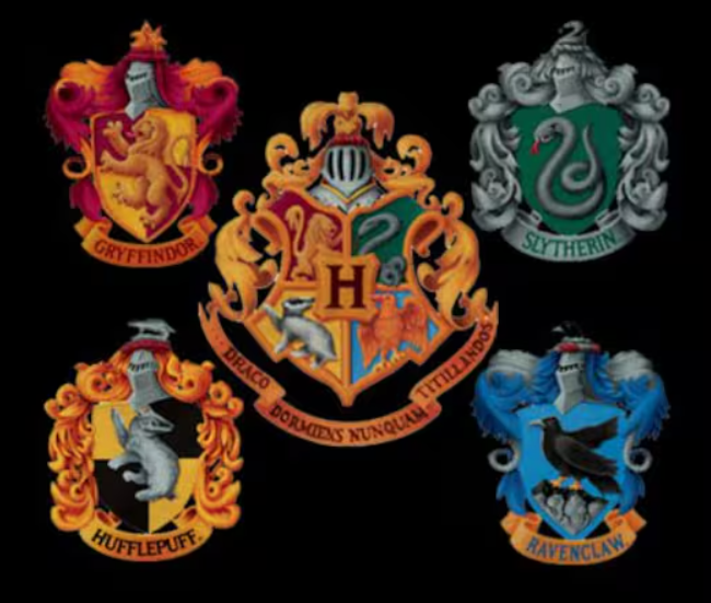 Los escudos de las casas de Hogwarts