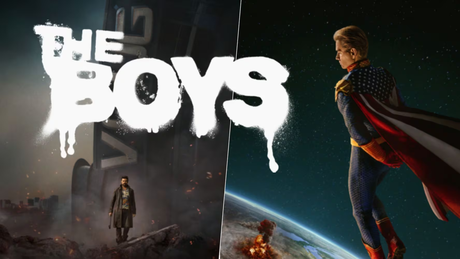 Título The boys con un par de personajes de la serie