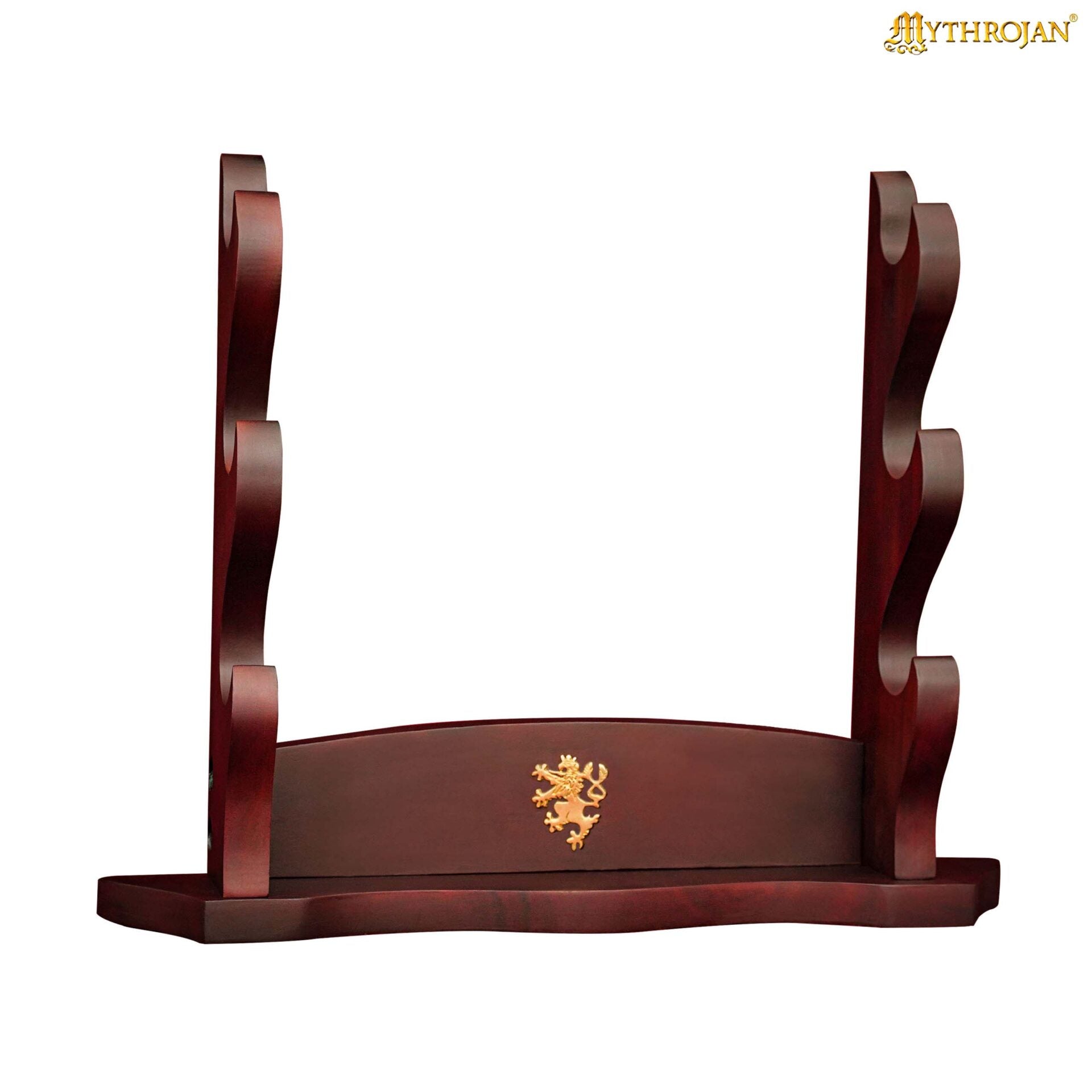 Mythrojan Soporte para Espada de Madera Maciza Tres Soportes con Decoración - Imagen 2