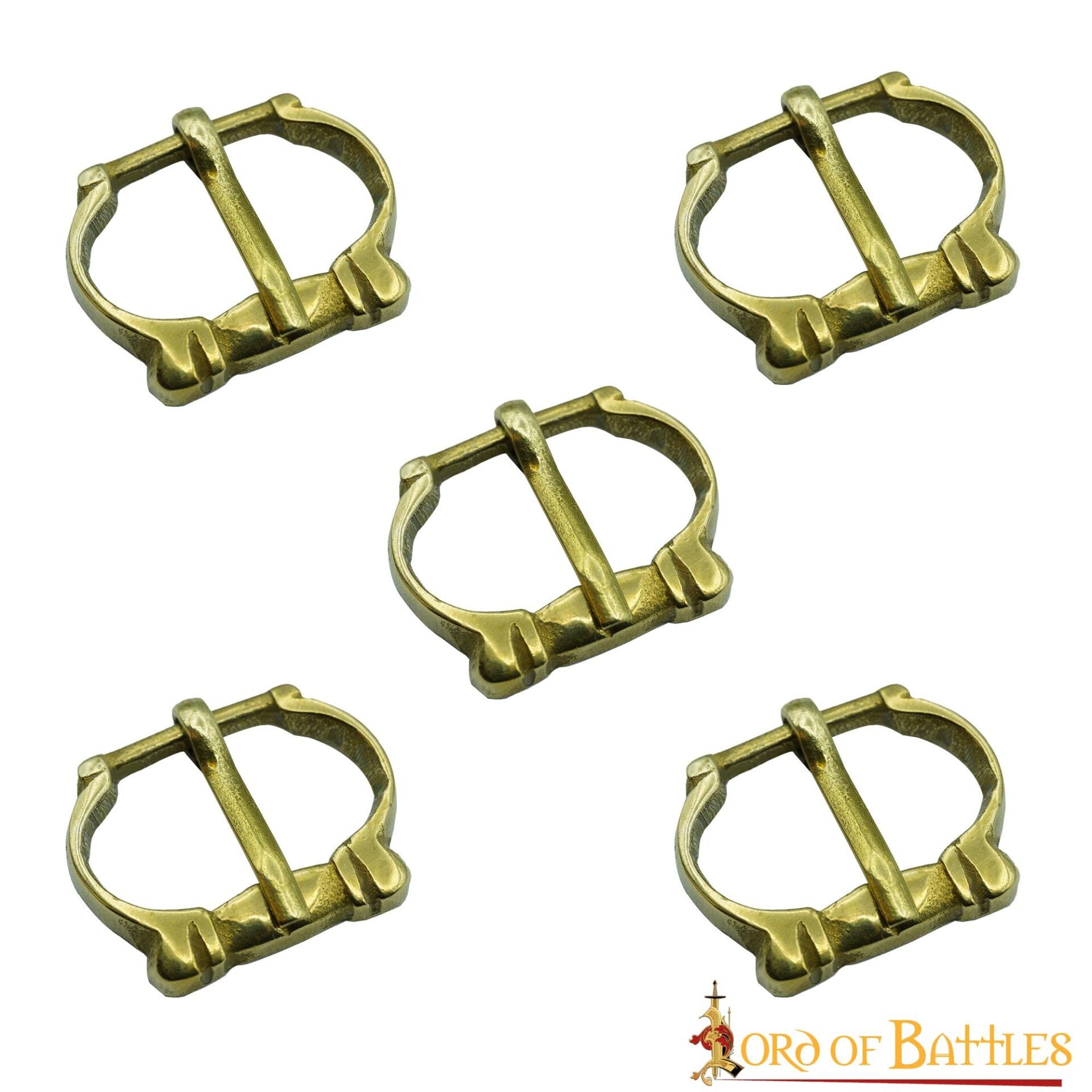 Pequeñas Hebillas Medievales de Latón para Cinturón - Juego de 5 Piezas Acabadas a Mano (réplica de 1200-1400) - Imagen 8