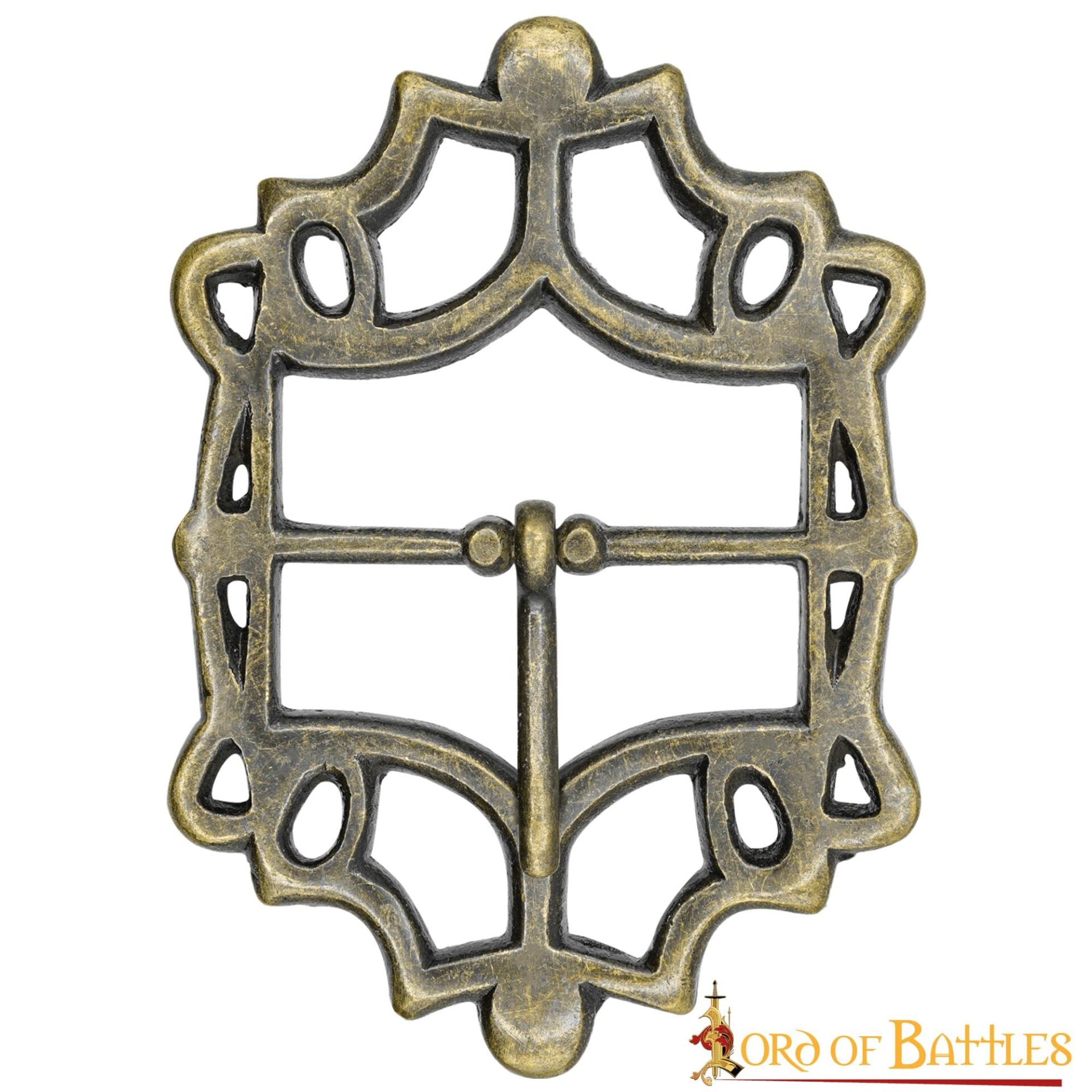 Cinturón Medieval de Latón Hebilla Gótica - Acabado Latón Antiguo - Imagen 9