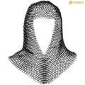 Cofia de Cota de Malla con Cara en V - 10 Mm, Calibre 16 de Acero Inoxidable, Libre de Óxido - Ideal para Larp, Cosplay y Disfraces de Cine Medieval - Imagen 1