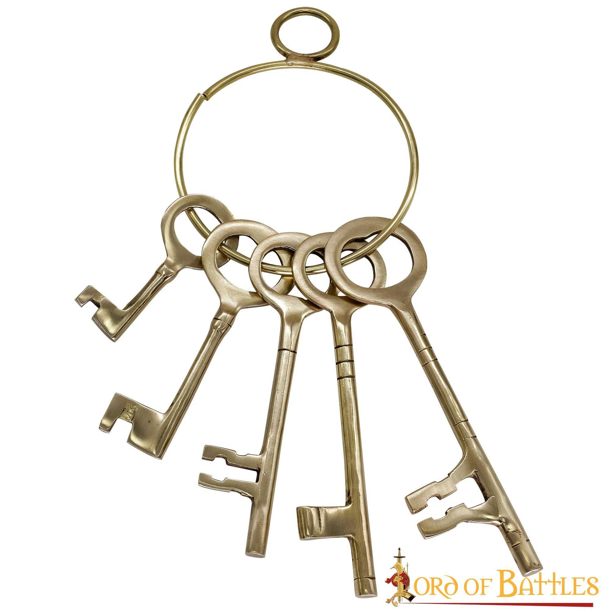 Juego de Llaves Medievales de Latón para Mazmorras - Réplica Histórica de 5 Piezas para Decoración Pirata y Salas de Escape - Imagen 9