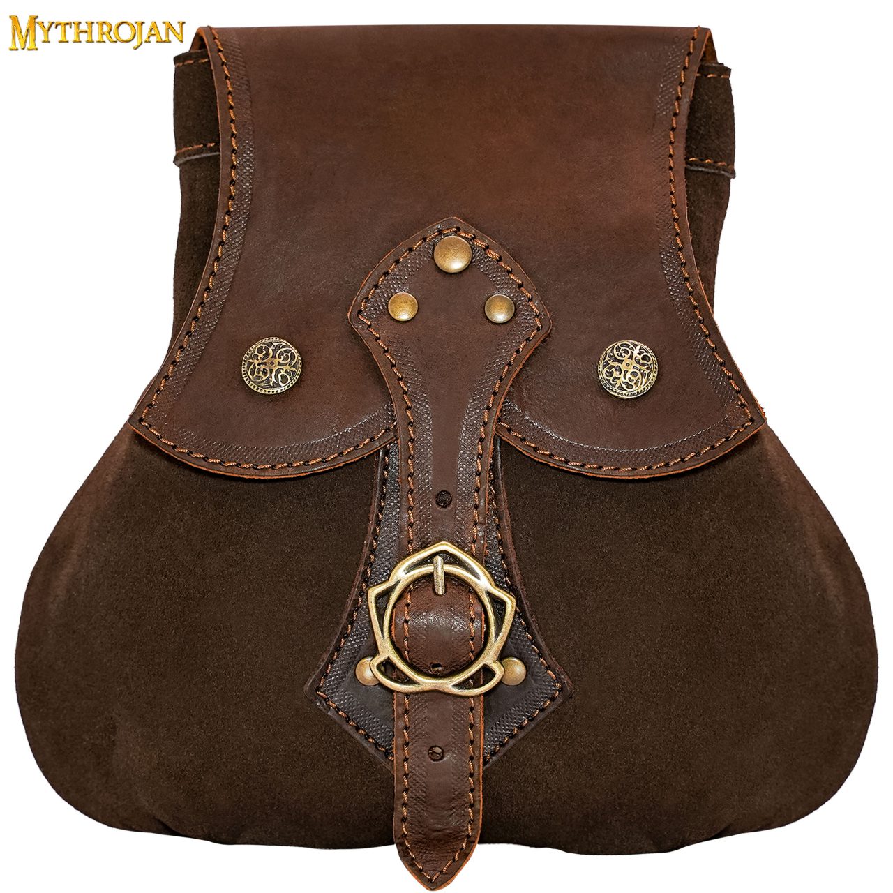 Mythrojan "stalwart Warrior" Bolsa de Cuero para Larp, Cosplay Medieval Sca Marrón, 8"×8 - Imagen 1