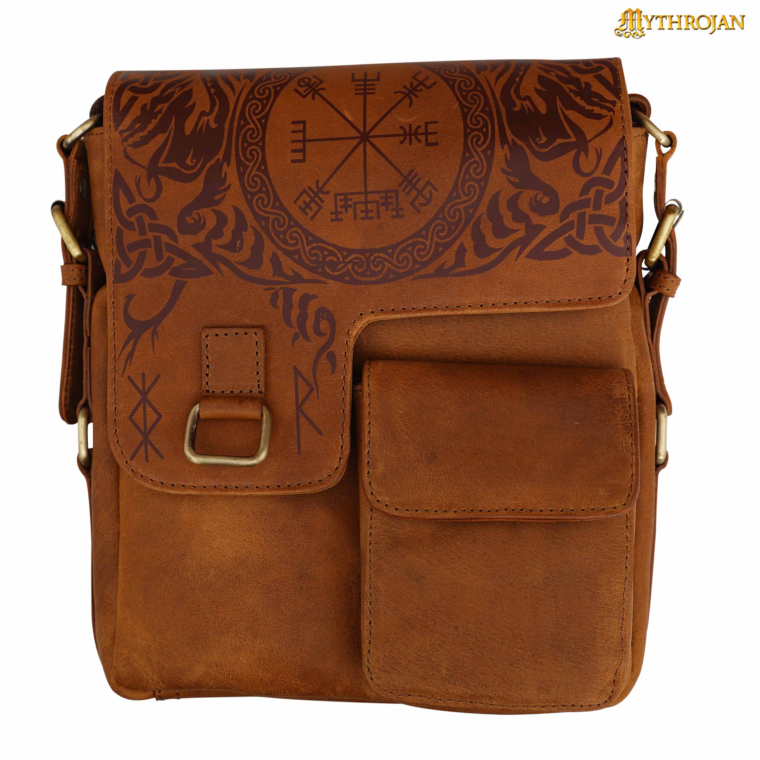 Runa Nórdica de Cuero Messenger Satchel Bag - Viking Rune Cross Body Bag - Imagen 7
