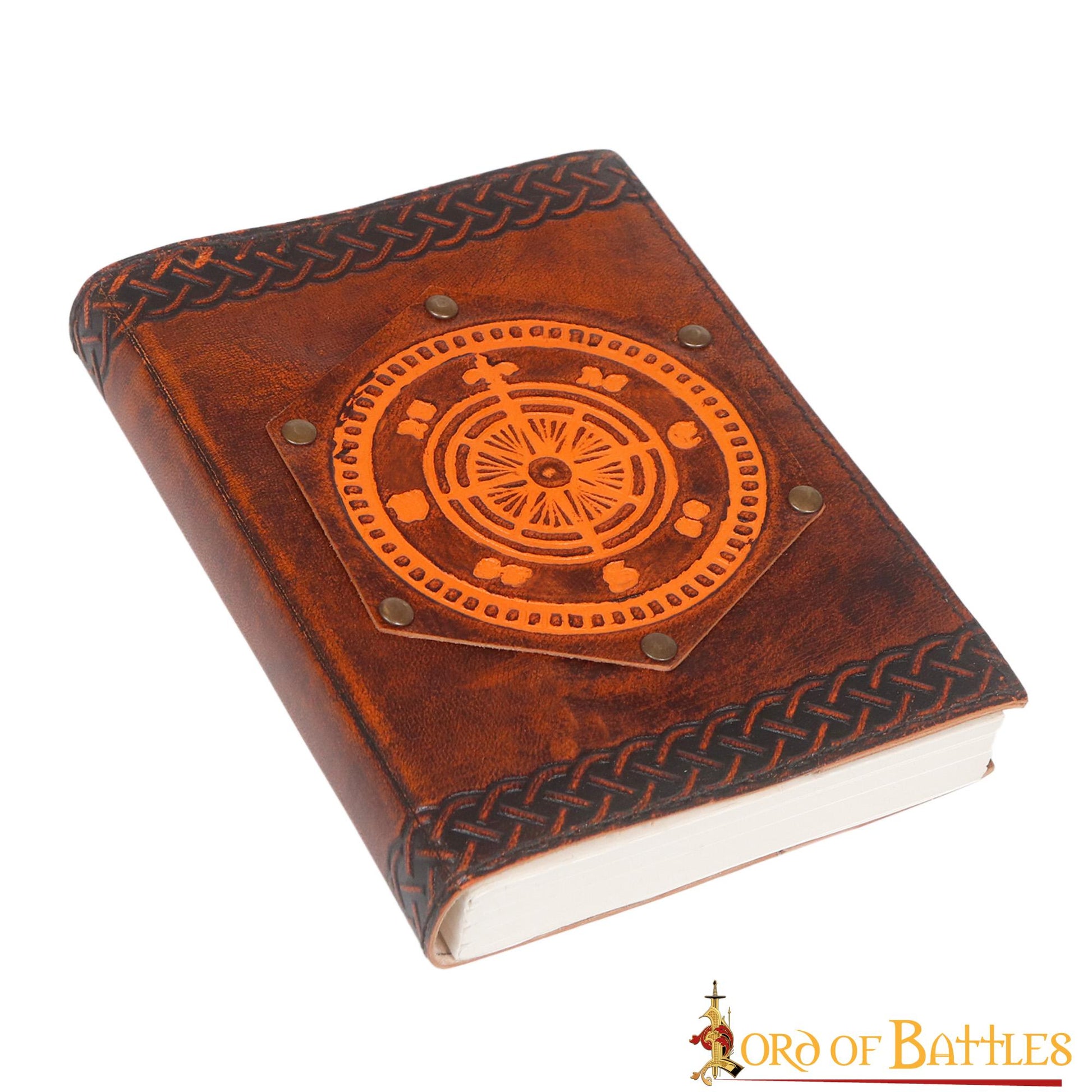 Brújula de Navegación Fleur de Lis Diario Hecho a Mano Agenda de Piel Auténtica - Imagen 1