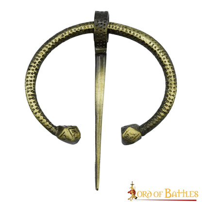 Broche Penannular de Latón Antiguo Alfiler de Capa Vikingo Celta, Fíbula Fundida en Arena - Imagen 9