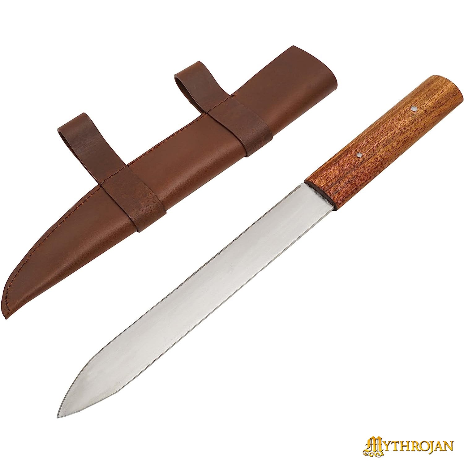 Cuchillo Seax Forjado a Mano - Hoja de Acero con Mango de Madera y Funda de Cuero - Imagen 9