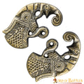 Monturas de Cuervo de Odín de Latón Antiguo - Par de Huginn y Muninn Vikingos para Marroquinería - Imagen 1