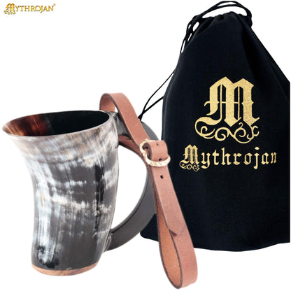 Taza Mythrojan Hot Horn Tankard con Correa de Cuero 300ml - Imagen 1