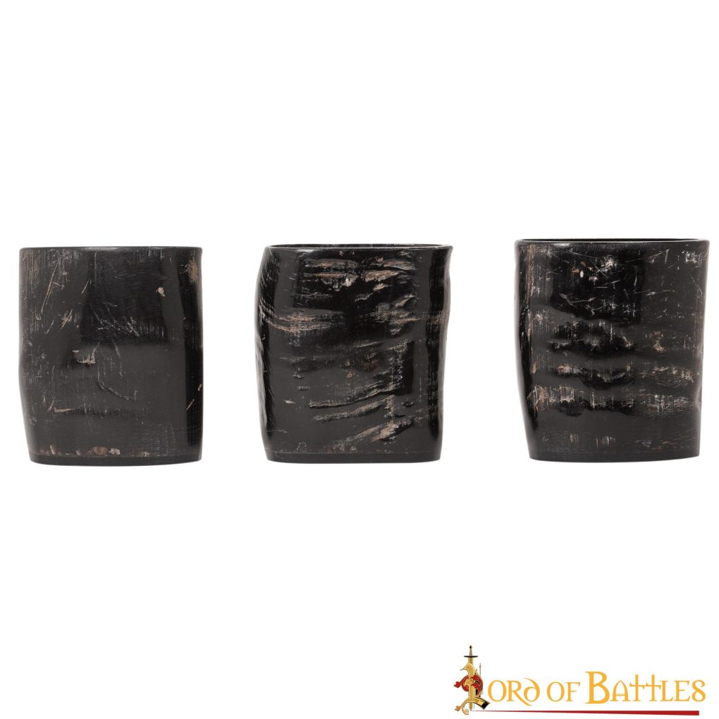 Set de 3 Vasos Medievales Vikingos de Cuerno de Búfalo Genuino Hechos a Mano - Imagen 9