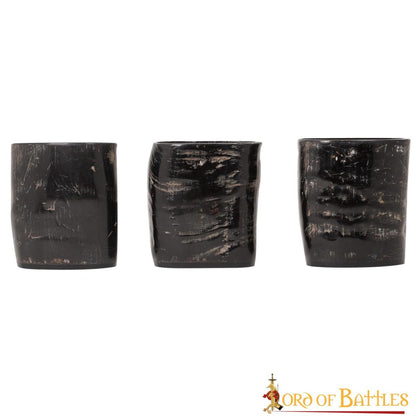 Set de 3 Vasos Medievales Vikingos de Cuerno de Búfalo Genuino Hechos a Mano - Imagen 9