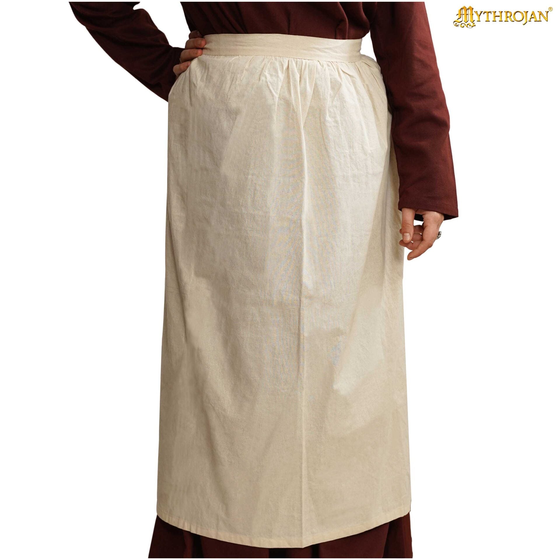 Mythrojan Medieval Ecru Delantal: Ideal para Cocinar Hornear, Feria del Renacimiento, Recreación, Larp, Cosplay Rendimiento, Maid Traje, Retro Cintura Delantales para Mujeres, Niñas, Camarera - Imagen 1