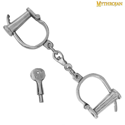 Mythrojan Esposas Medievales Cromadas Estilo Antiguo Grilletes de Mazmorra Acero Sólido - Imagen 1