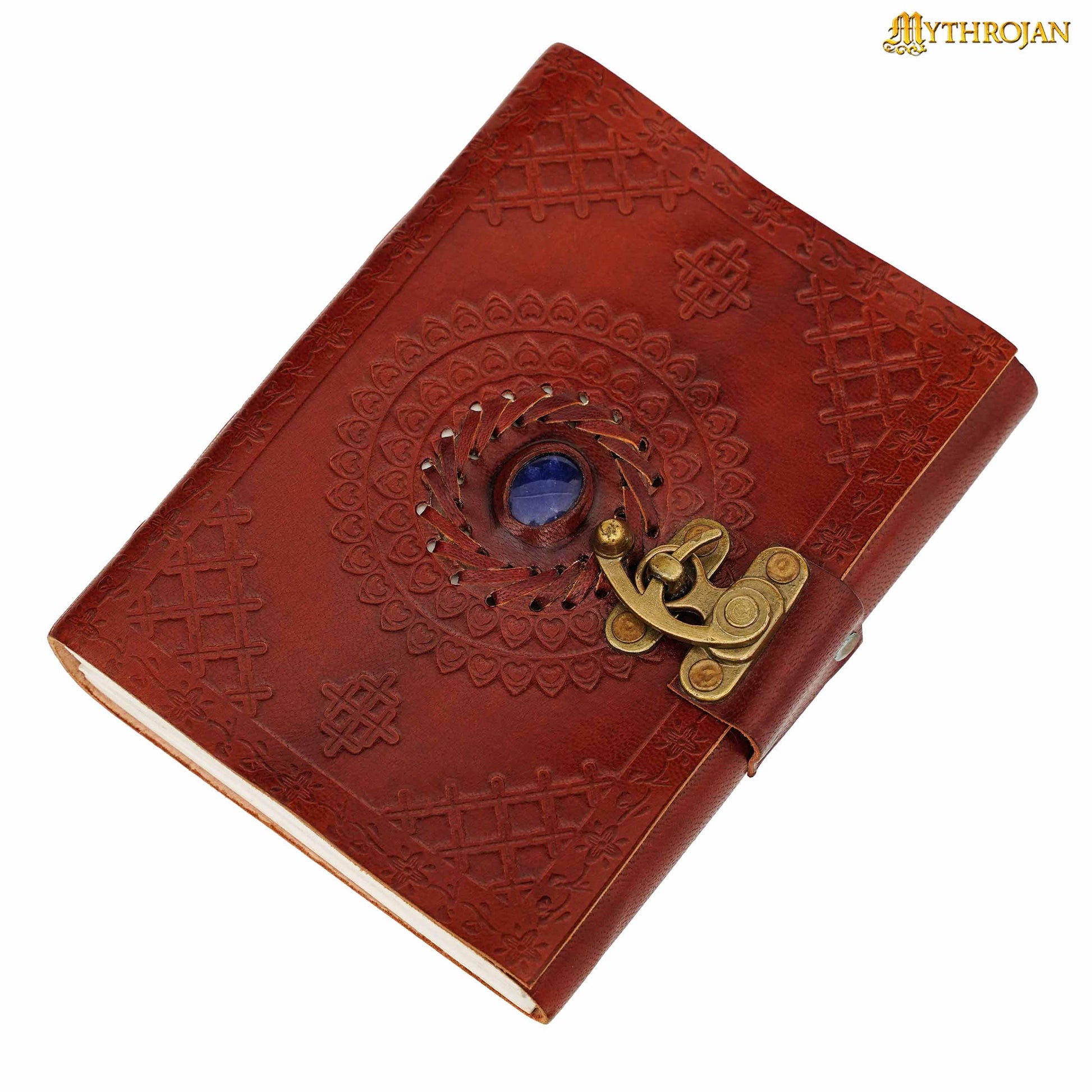 Mythrojan Diario de Cuero Marrón en Relieve Vintage Cuaderno de Escritura - Imagen 1