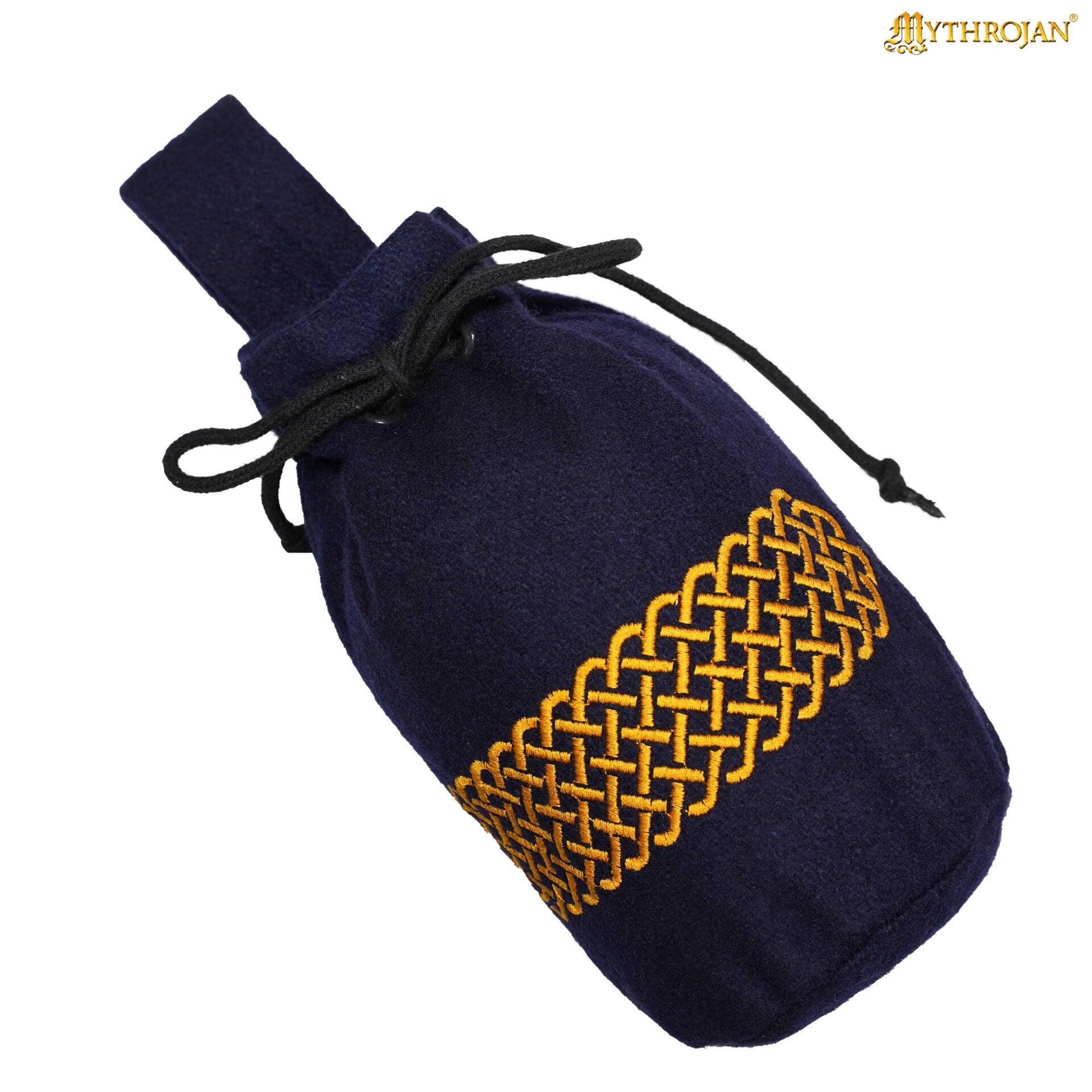 Mythrojan Bolsa de Lana Bordada con Cordón para Cinturón: Medieval Vikingo Celta Bolsa Accesorios de Disfraces Monedero, 8" × 6.5 - Imagen 8