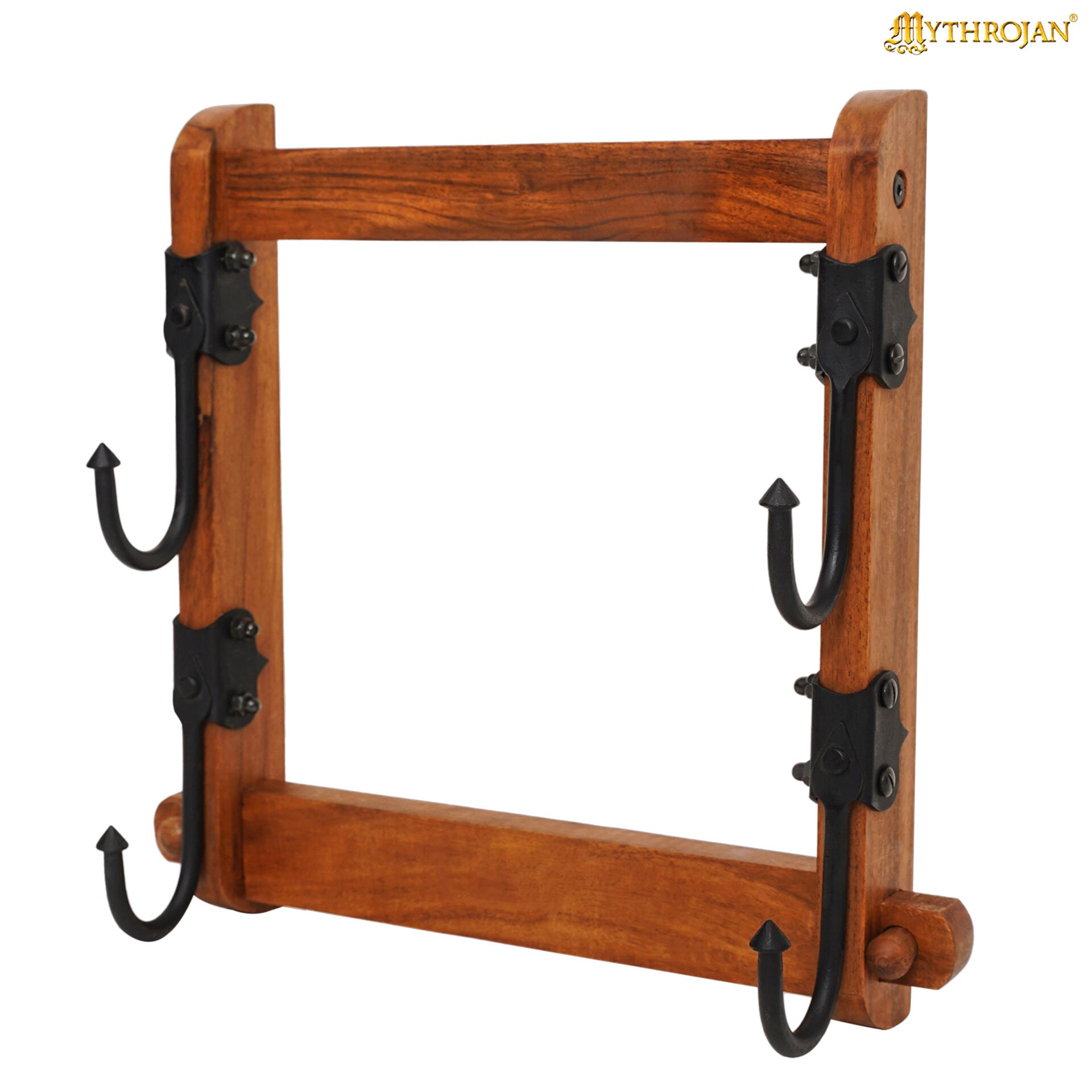 Mythrojan Soporte de Dos Niveles de Madera Maciza con Ganchos de Hierro - Imagen 1